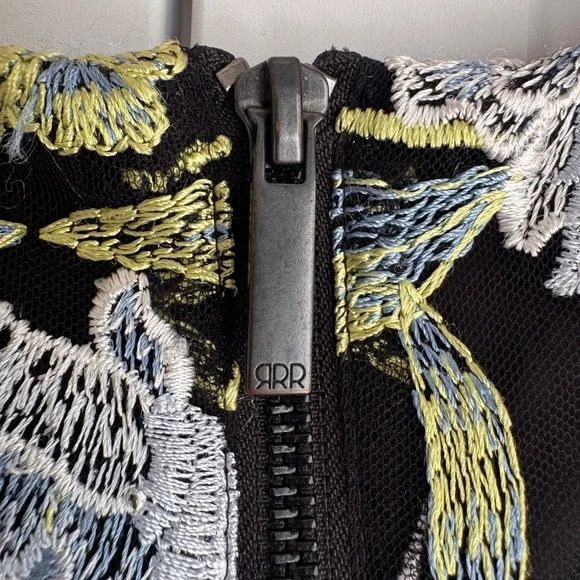 Rachel Rachel Roy Blue Floral Embroidered Sheath Dress Mesh Overlay Size 2 - Picture 6 of 13